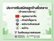 ประกาศรับสมัครลูกจ้างชั่วคราว ตำแหน่ง ครูสอนภาษาจีน, เจ้าหน้าที่ธุรการ, พนักงานขับรถยนต์, แม่บ้าน โรงเรียนอนุบาลสกลนคร